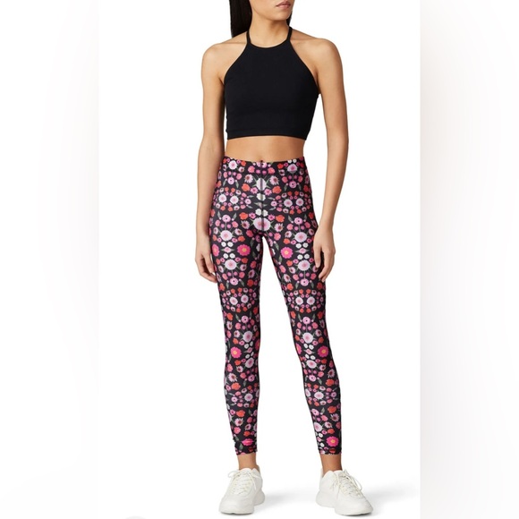 Terez Pants - Terez Performance Floral Leggings Black Red & Pink Poppy Design Medium